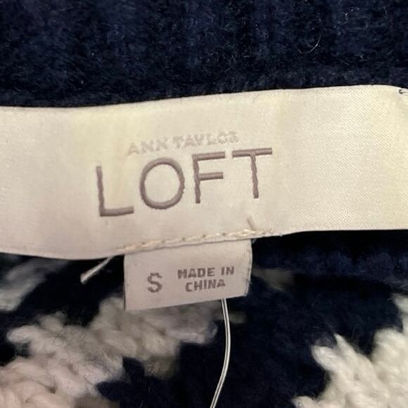 Ann Taylor LOFT Black White Striped Wool Open Knit Long Sleeve Sweater Top Sz S - Picture 4 of 5